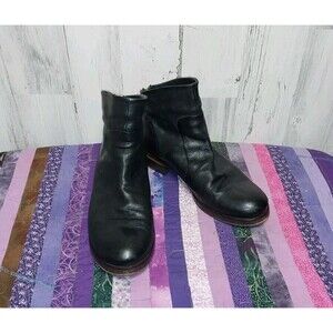 P. Monjo Women's Black Leather Bootie Back Zip 39.5 Made In Spain